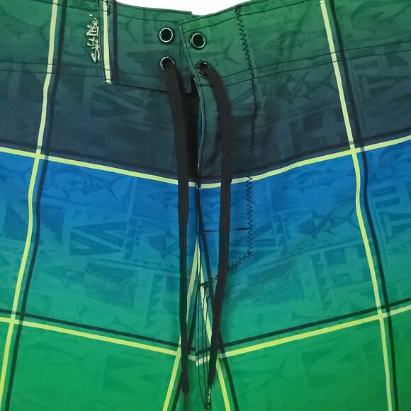 Salt Life Men's Vapor Stretch Board Shorts Size 36 SLX-QD Green Summer Beachy - Picture 2 of 13